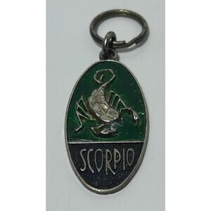 Vintage 1970's Scorpio Keychain – Oval Pendant with Enamel Inlay